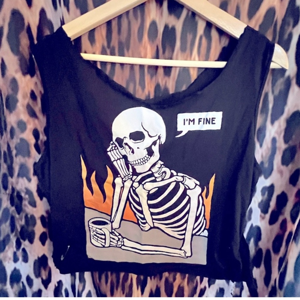 Black Skeleton Graphic Tank Top